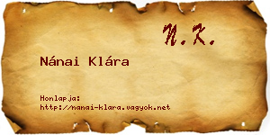 Nánai Klára névjegykártya